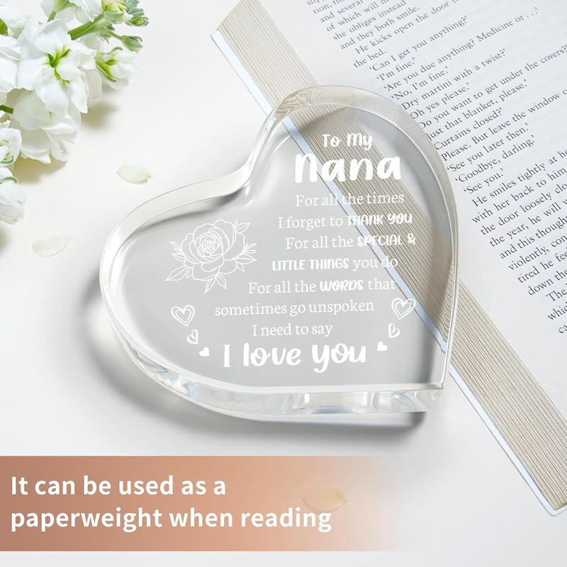 Gifts for Nana, Nana Birthday Gifts from Heart Shaped Acrylic Keepsake 3.9