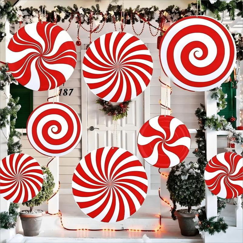 4pcs, 8pcs-Indoor Christmas Decorations Pick A Tree - Large Red And White Peppermint Lollipop Pick A Tree Pick A Tree Pick A Christmas Decoration, Cute Candy Pick A Flower Decoration For Home Office Christmas Party Vase Decoration.