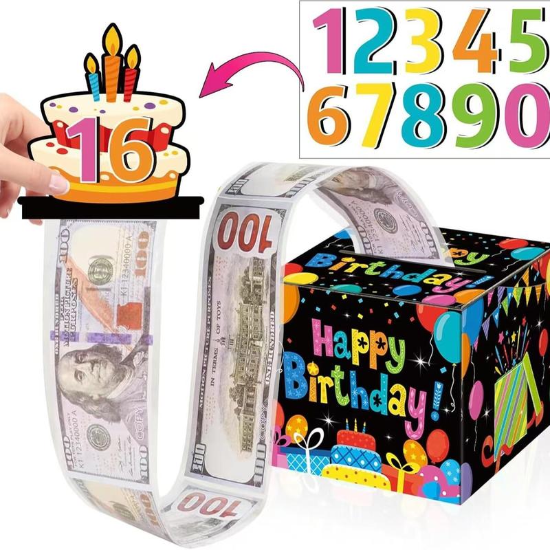 Birthday Themed Money Box, 1 Count Happy Birthday Money Box with Clear Bag, Birthday Party Supplies, Party Activities Supplies