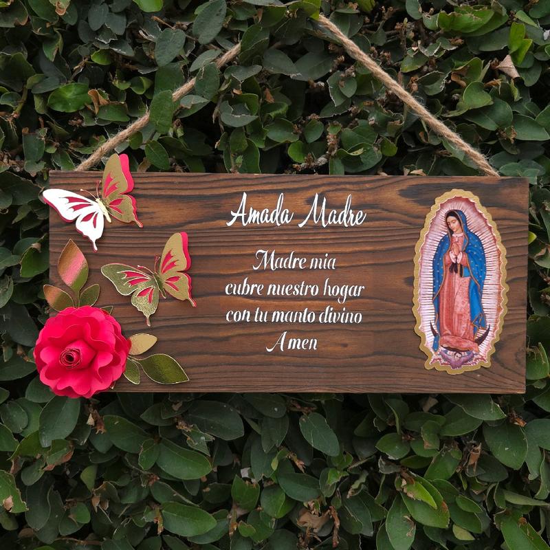 Tamblones de Virgencita de guadalupe Wall planks decoration room gift regalo decor Rosas Eternas eternal roses