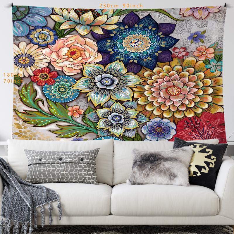 Vintage Flower Pattern Tapestry, 1 Count Flower Design Wall Hanging Blanket, Wall Art Decor for Home Living Room Bedroom