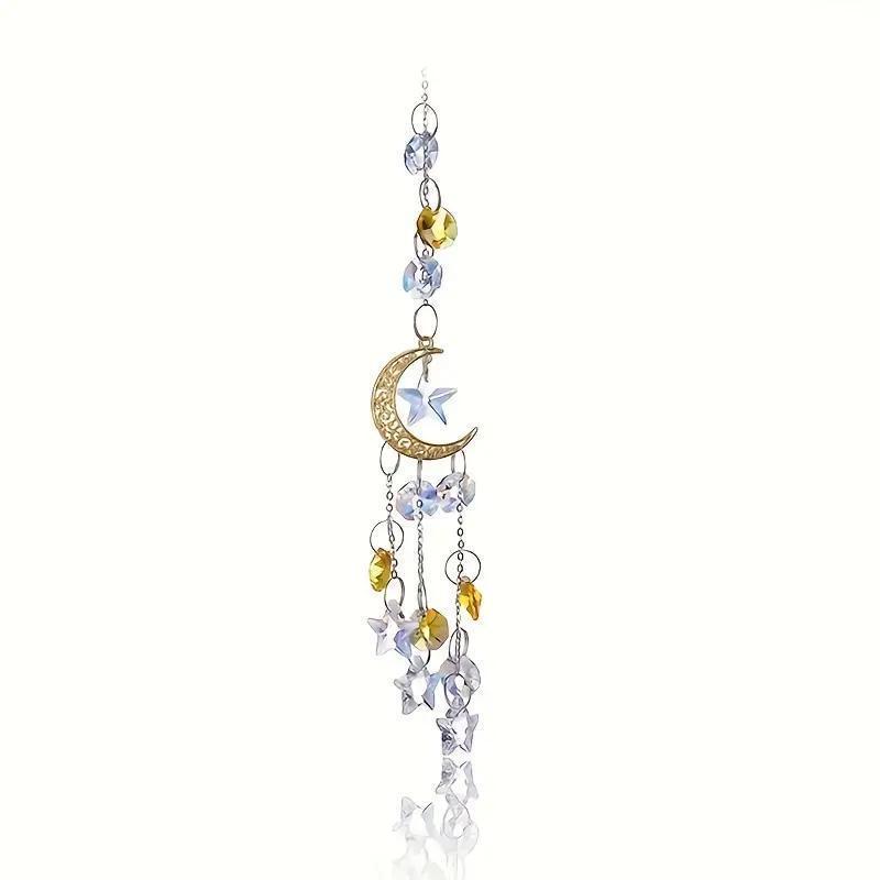 Moon & Star Design Wind Chime, 2 Counts Exquisite Hanging Decor, Hanging Ornament for Garden, Home, Office, Garden Decor