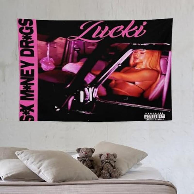 Lucki Sex Money Drugs Album Cover Music Tapestry 40x60 Inch Banner for Bedroom, Living Room, College Dorm Wall Decor