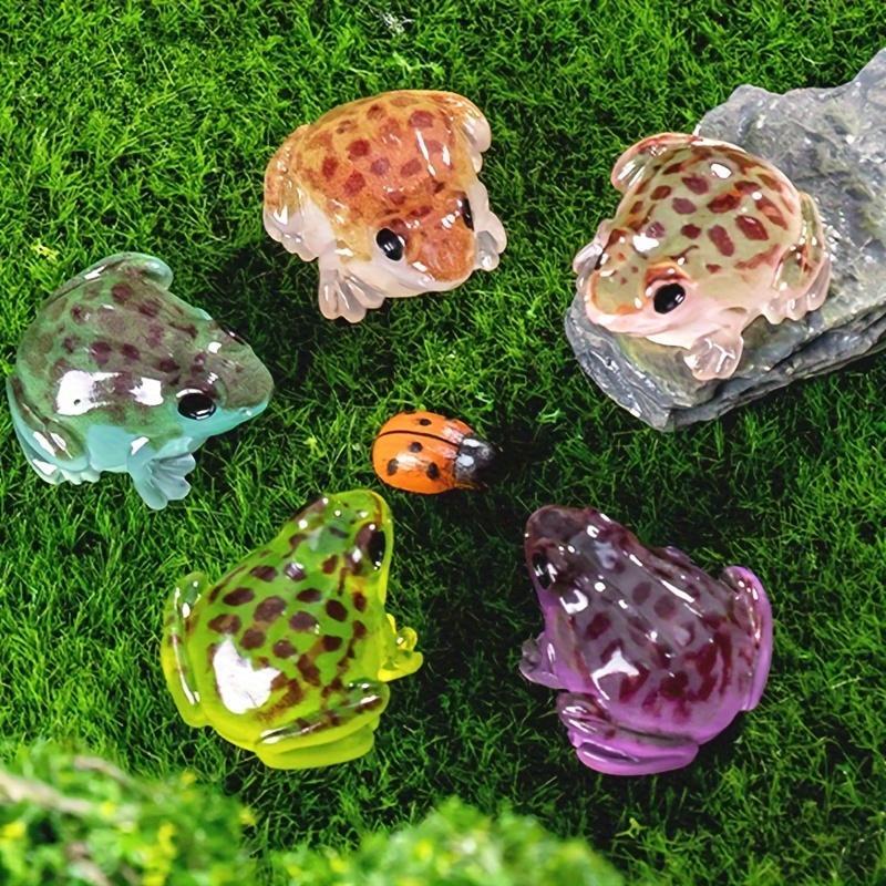 Cute Frog Design Miniature Ornament, 5 Counts set Luminous Frog Decoration, Home Decor for Car, Garden & Glass Container