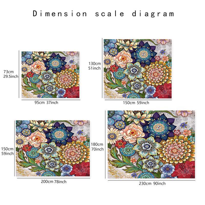 Vintage Flower Pattern Tapestry, 1 Count Flower Design Wall Hanging Blanket, Wall Art Decor for Home Living Room Bedroom