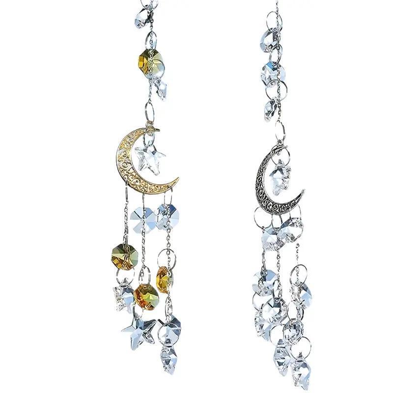 Moon & Star Design Wind Chime, 2 Counts Exquisite Hanging Decor, Hanging Ornament for Garden, Home, Office, Garden Decor