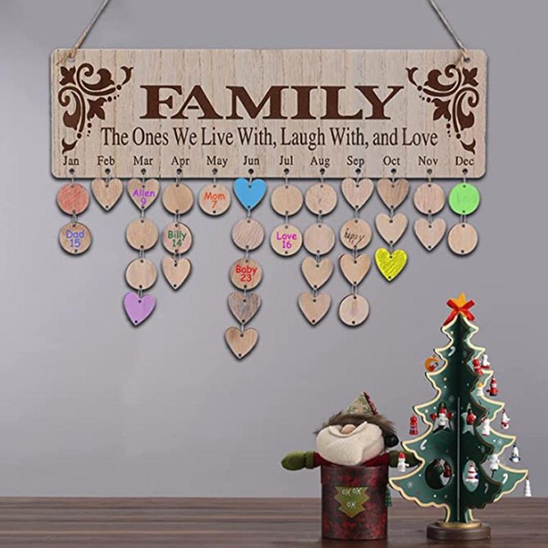 Wooden Hanging Wall Calendar, 1 Set DIY Calendar with Accessories, Multifunctional DIY Calendar Board for Home Office Decoration, Gifts [Package List as Picture Shown]