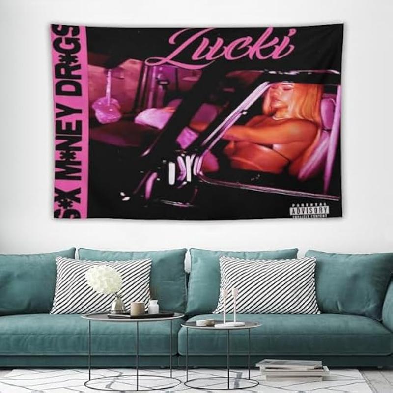 Lucki Sex Money Drugs Album Cover Music Tapestry 40x60 Inch Banner for Bedroom, Living Room, College Dorm Wall Decor