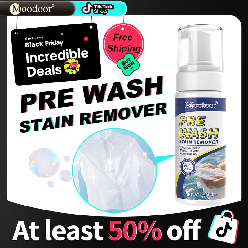 1-Moodoor 150ml Pre-Wash Stain Remover–Designed for effective stain removal This pre-wash spray tackles tough stains on garments With active enzyme technology it penetrates deep to lift sweat oil and food stains from fabrics Safe for all types of clothing