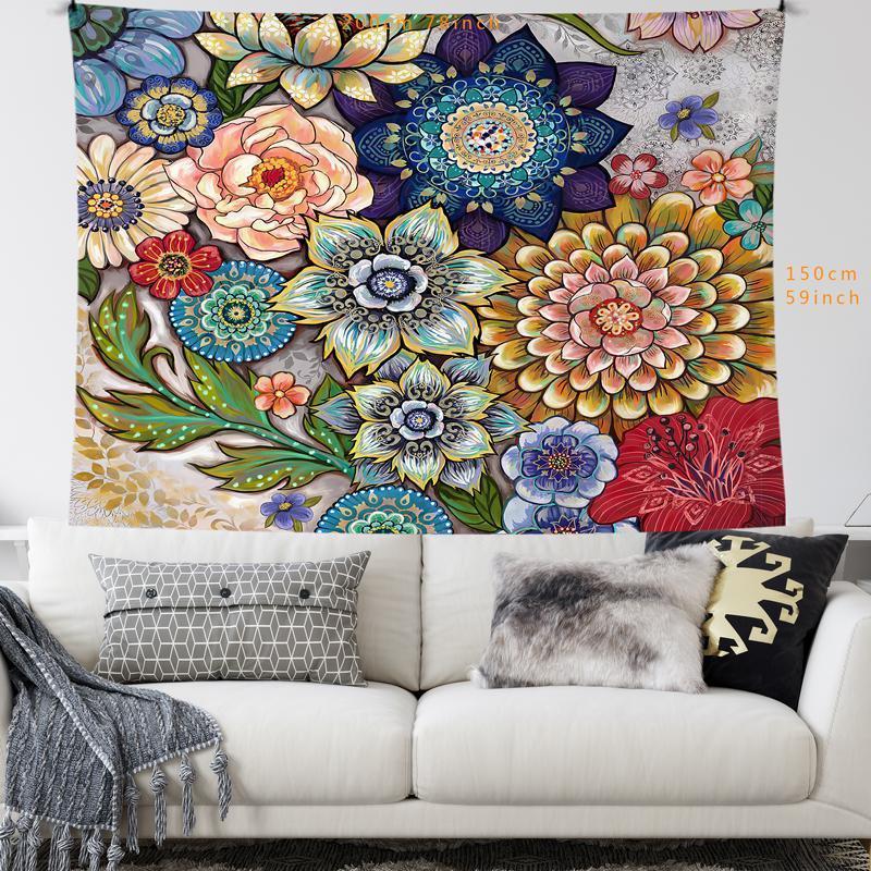 Vintage Flower Pattern Tapestry, 1 Count Flower Design Wall Hanging Blanket, Wall Art Decor for Home Living Room Bedroom