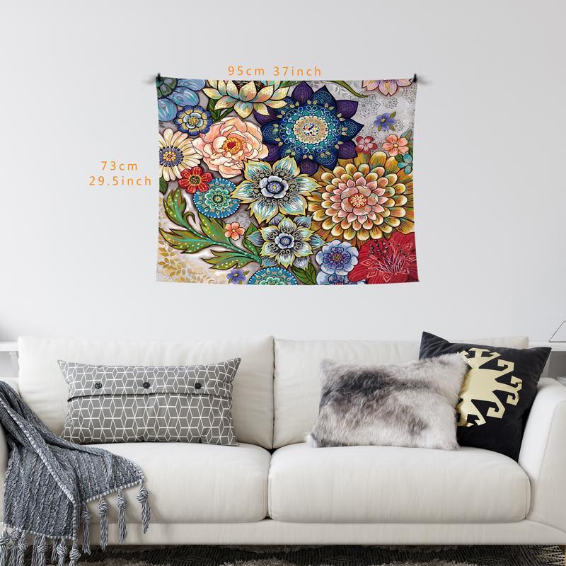 Vintage Flower Pattern Tapestry, 1 Count Flower Design Wall Hanging Blanket, Wall Art Decor for Home Living Room Bedroom