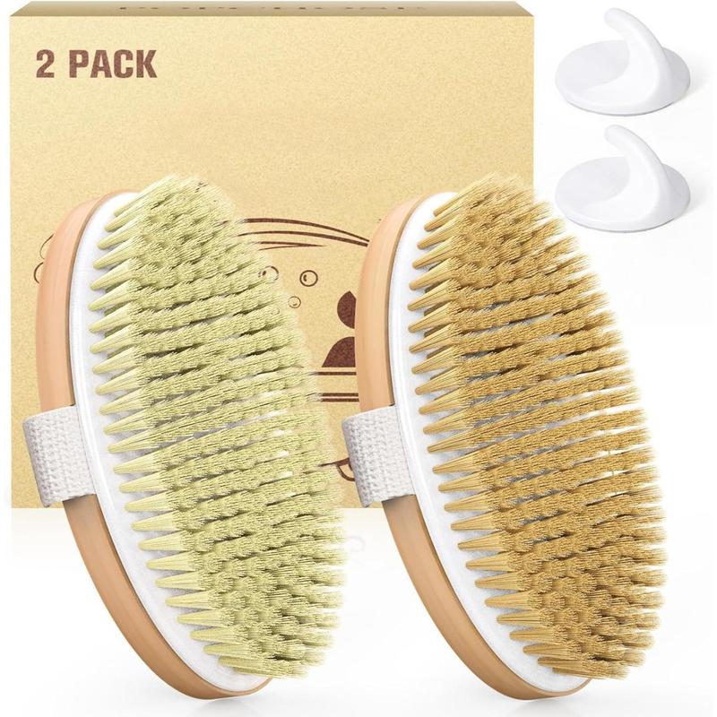 Dry Brushing Body Brush, Natural Bristle Dry Skin Exfoliating Brush Body Scrub for Flawless Skin, Cellulite Treatment, Lymphatic Drainage and Blood Circulation Improvement Accessories