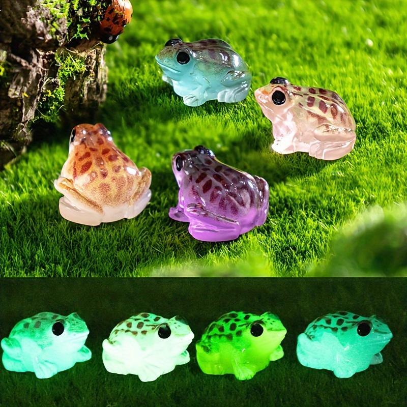 Cute Frog Design Miniature Ornament, 5 Counts set Luminous Frog Decoration, Home Decor for Car, Garden & Glass Container