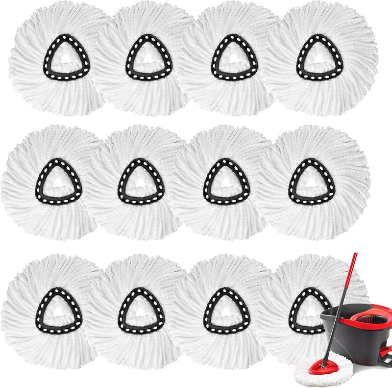 12 count Spin Mop Replacement Head, Microfiber Mop Refills Head Compatible with Triangle Spin Mop, 360 Degree Micro Spinning Mop Replace Head for Easy House Cleaning Floor Mopping