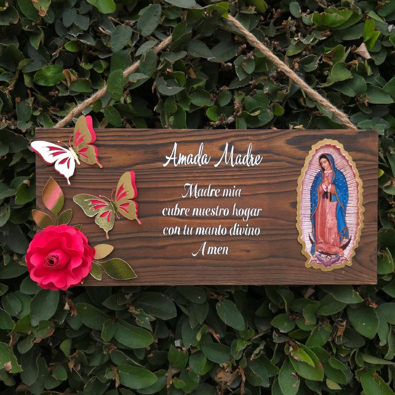 Tamblones de Virgencita de guadalupe Wall planks decoration room gift regalo decor Rosas Eternas eternal roses