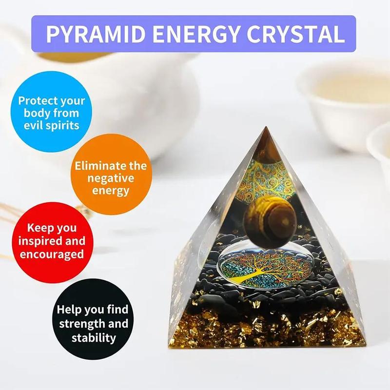 Pyramid Shaped Orgonite Stone, 1 Count Creative Orgonite  Positive  Energy Healing Stone, Meditation Gift  for Home Office Dormitory School Desktop Decor