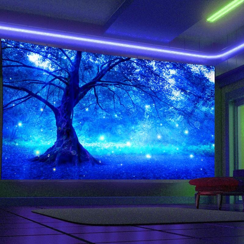 Forest Fantasy Tree Pattern Tapestry, 1 Count Wall Hanging Black Light Tapestry with Installing Accessories, Wall Hanging Decor for Home Living Room Bedroom