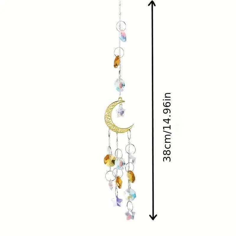 Moon & Star Design Wind Chime, 2 Counts Exquisite Hanging Decor, Hanging Ornament for Garden, Home, Office, Garden Decor