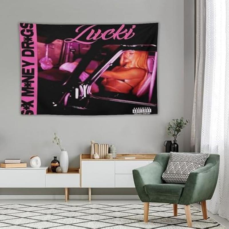 Lucki Sex Money Drugs Album Cover Music Tapestry 40x60 Inch Banner for Bedroom, Living Room, College Dorm Wall Decor