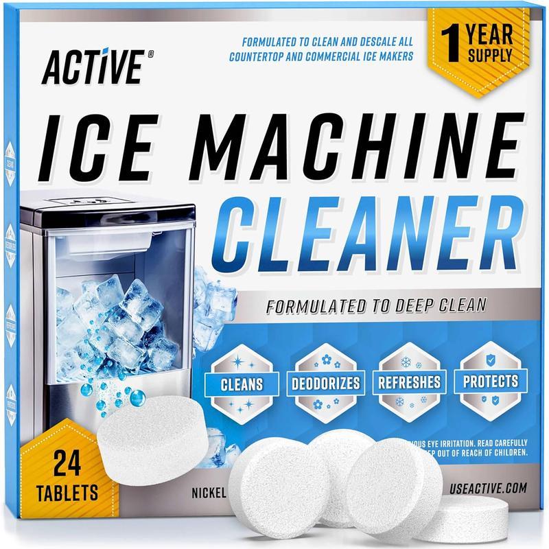 Ice Machine Cleaner Maker Descaler - 24 ACTIVE Clean Tablets Compatible with Frigidaire, Opal, GE Profile, Kitchenaid, Nickel Safe Scale Remover for Countertop, Nugget Ice Makers - Bulk 1 Year Supply  Key Product Feature