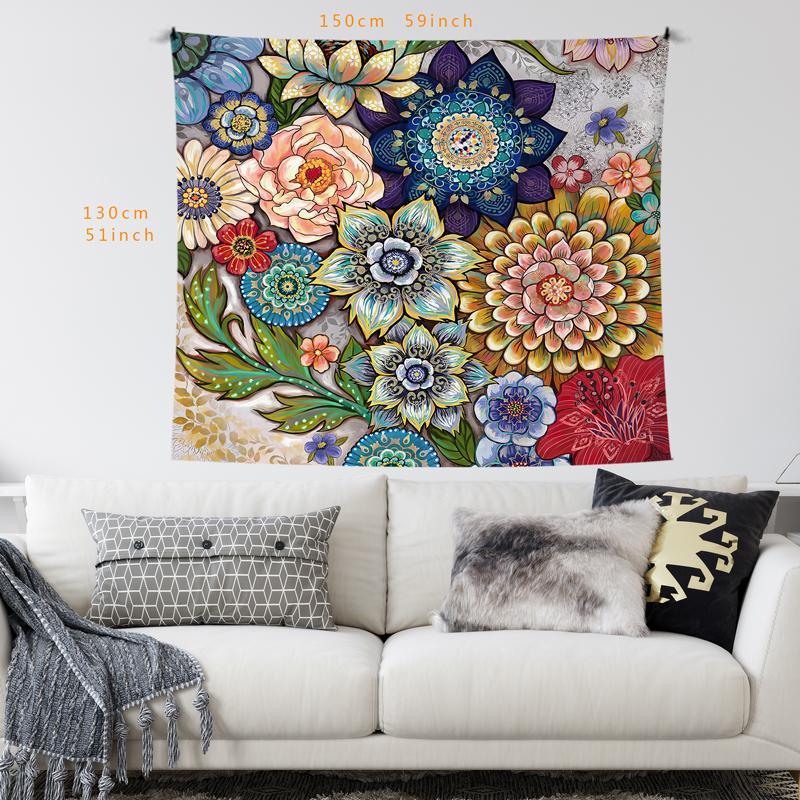 Vintage Flower Pattern Tapestry, 1 Count Flower Design Wall Hanging Blanket, Wall Art Decor for Home Living Room Bedroom