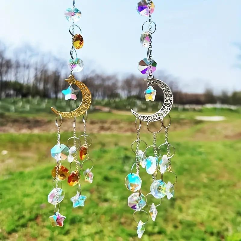 Moon & Star Design Wind Chime, 2 Counts Exquisite Hanging Decor, Hanging Ornament for Garden, Home, Office, Garden Decor