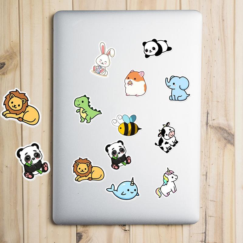 Cute Cartoon Animal Pattern Sticker (100pcs), Waterproof Self Adhesive Decor Sticker for Gift Greeting Card Water Bottle Laptop Phone Case