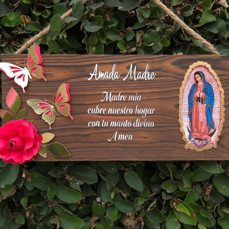 Tamblones de Virgencita de guadalupe Wall planks decoration room gift regalo decor Rosas Eternas eternal roses