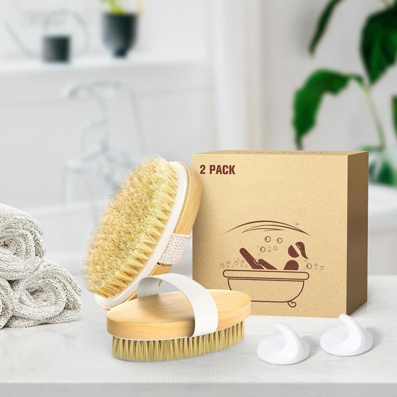 Dry Brushing Body Brush, Natural Bristle Dry Skin Exfoliating Brush Body Scrub for Flawless Skin, Cellulite Treatment, Lymphatic Drainage and Blood Circulation Improvement Accessories