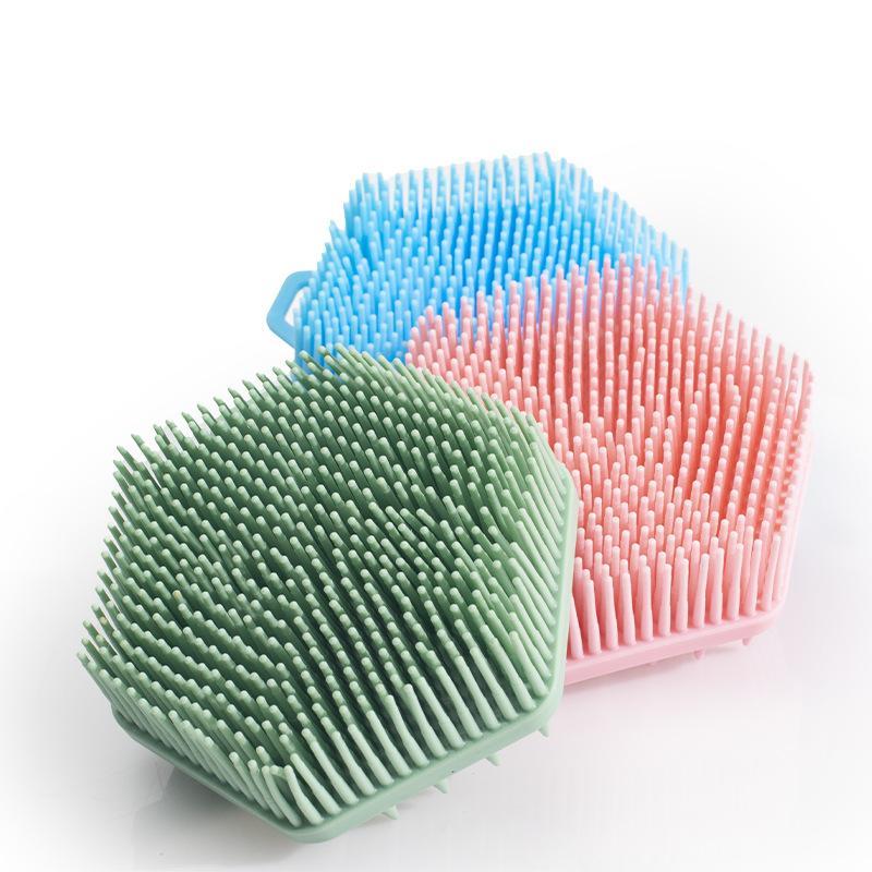 Silicone Scalp Massage Brush, 1 Count Hexagonal Shaped Double-sided Scalp Scrubber, Shampoo Brush, Shower Massage Brush for Home Bathroom