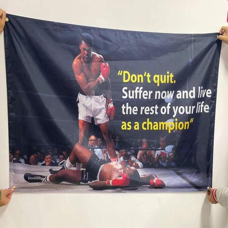 Muhammad Boxing 3x5Ft Flag Cool Inspirational Tapestry for Gym Motivation Fitness Man Cave Wall Decor College Dorm Room Decoration Parties Banner