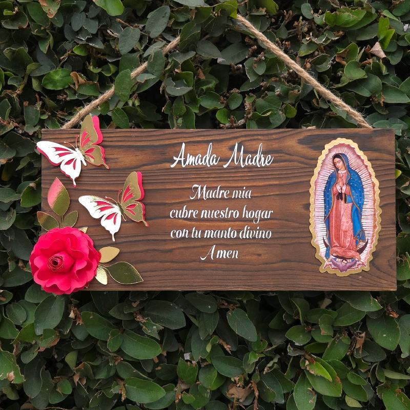 Tamblones de Virgencita de guadalupe Wall planks decoration room gift regalo decor Rosas Eternas eternal roses