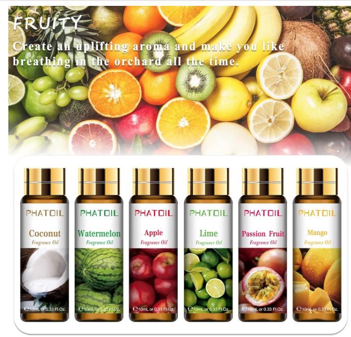 9PCS Fruity Essential Oils Gift Set, 10ml 0.33fl.oz Fragrance Oils for Soap, DIY Candle, Bath Bombs Making, Fruit Scented Oils for Diffusers for Home Room Freshener Perfume Aroma