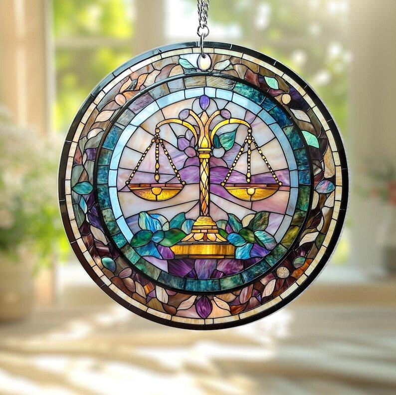 Scales of Justice Acrylic Window Hanging, Lawyer Ornament, Lawyer Gift, Gift for a Lawyer, Law Student, Law School, Law Graduate, Law Gift