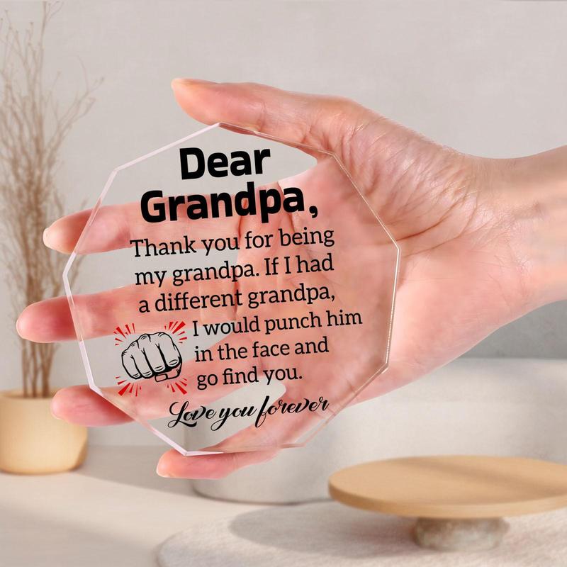 Irregularly Shaped Acrylic Plaque, 1 Count Creative Grandpa Gift, Home Decoration Ornament, Emotional Connection Gift for Grandpa, Thanksgiving Gift, Christmas Gift