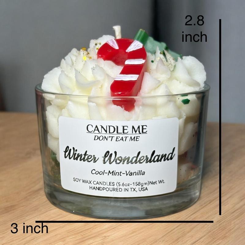 CANDLE ME. Winter Wonderland Candle (5oz), Natural soy wax, North Pole mint scents, Christmas dessert candle gift ideas. scent