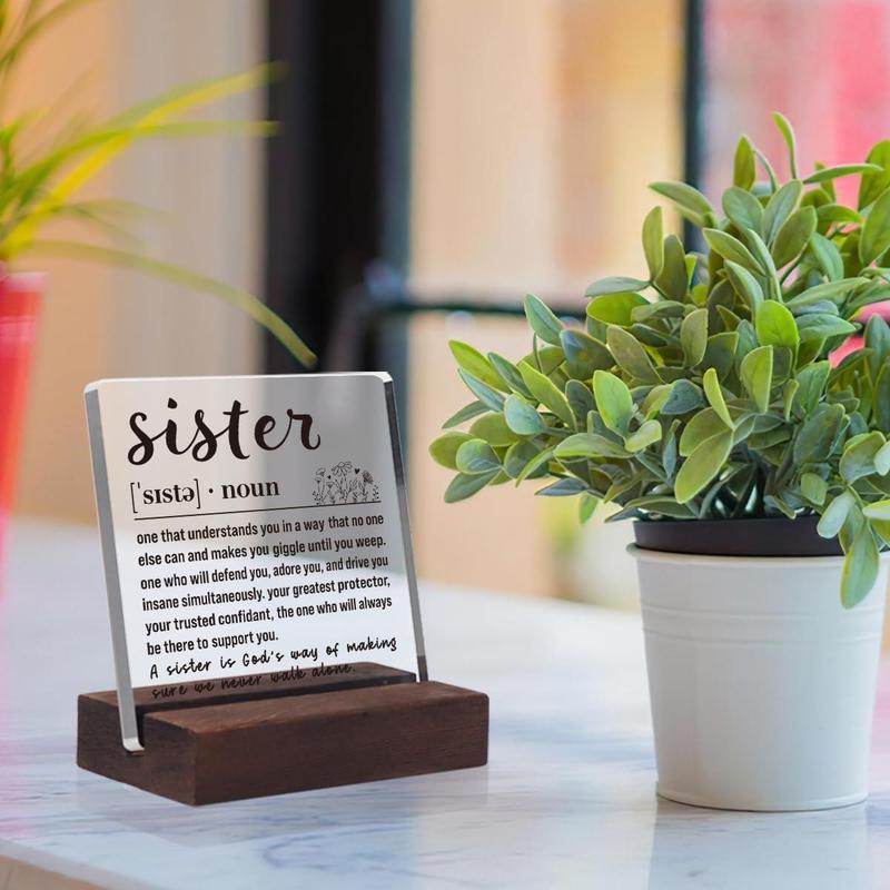 Christmas Gifts, Sister Gifts from Sister Birthday Gift Ideas, Big Little Sister Gifts from Brother Soul Sister Mothers Day Gifts for Unbiological Sister Thank You Gifts for Sister Definition Acrylic Plaque Desk Signs