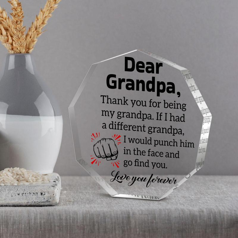 Irregularly Shaped Acrylic Plaque, 1 Count Creative Grandpa Gift, Home Decoration Ornament, Emotional Connection Gift for Grandpa, Thanksgiving Gift, Christmas Gift