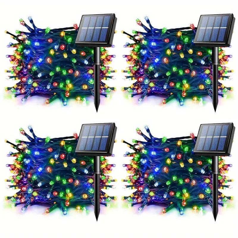 Solar Powered Christmas Tree Light, 4 Counts Solar String Light with 8 Modes, Outdoor Decorative Light for Home Garden Party