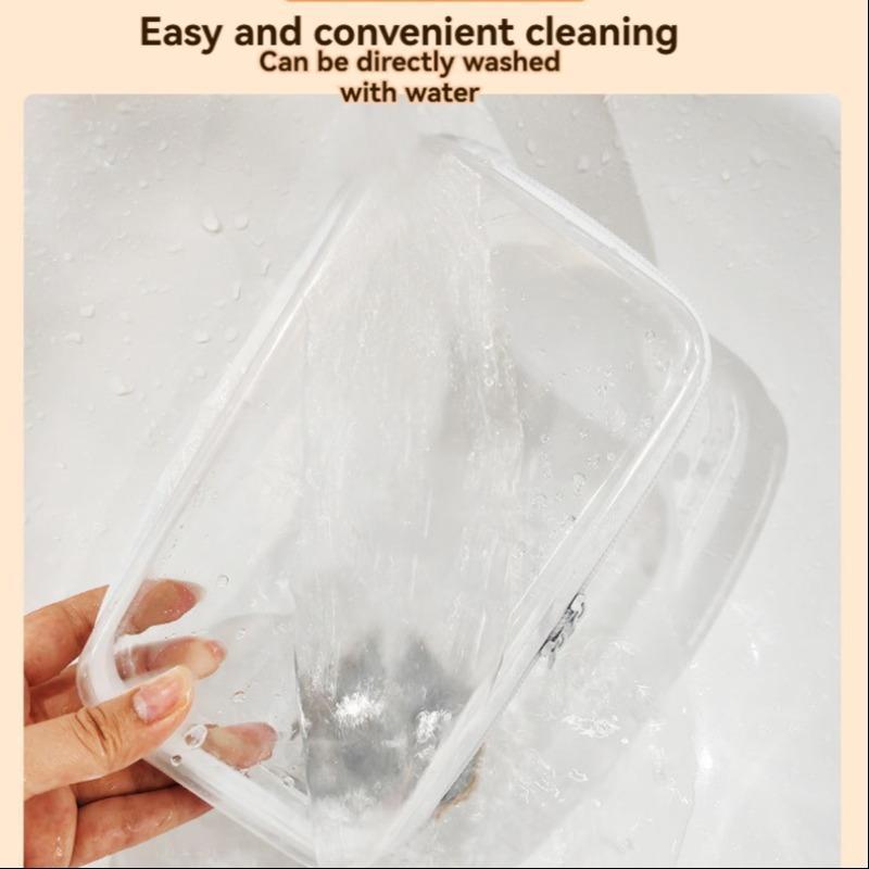 Clear Storage Box Set, 2 3 Counts Large Capacity Zipper Storage Box, Portable Storage Organizer for Skin Care, Clothes, Books,  Plastic Containers, Travel Toiletry Bag