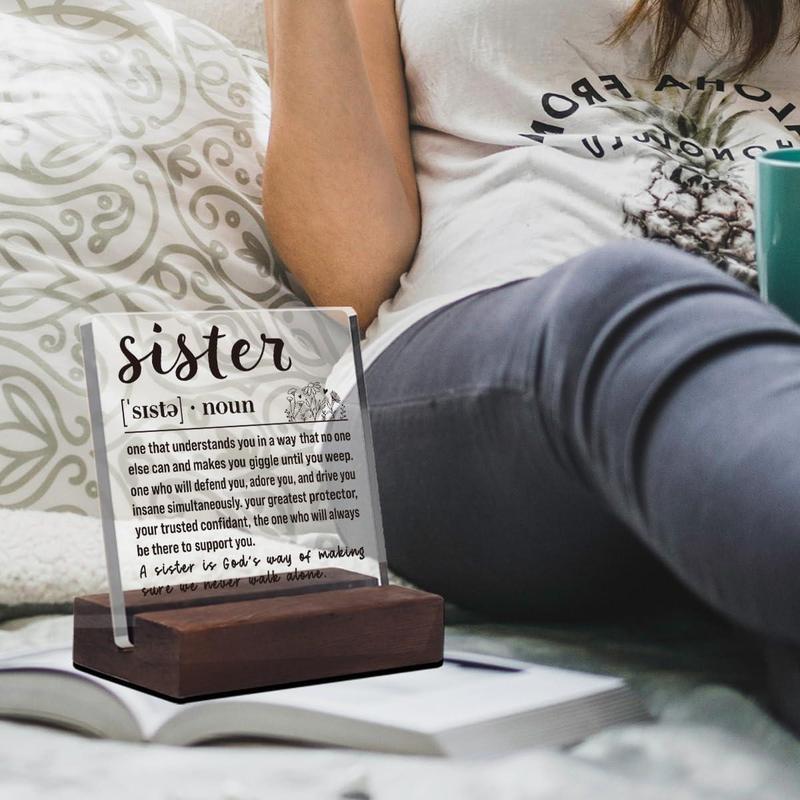 Christmas Gifts, Sister Gifts from Sister Birthday Gift Ideas, Big Little Sister Gifts from Brother Soul Sister Mothers Day Gifts for Unbiological Sister Thank You Gifts for Sister Definition Acrylic Plaque Desk Signs