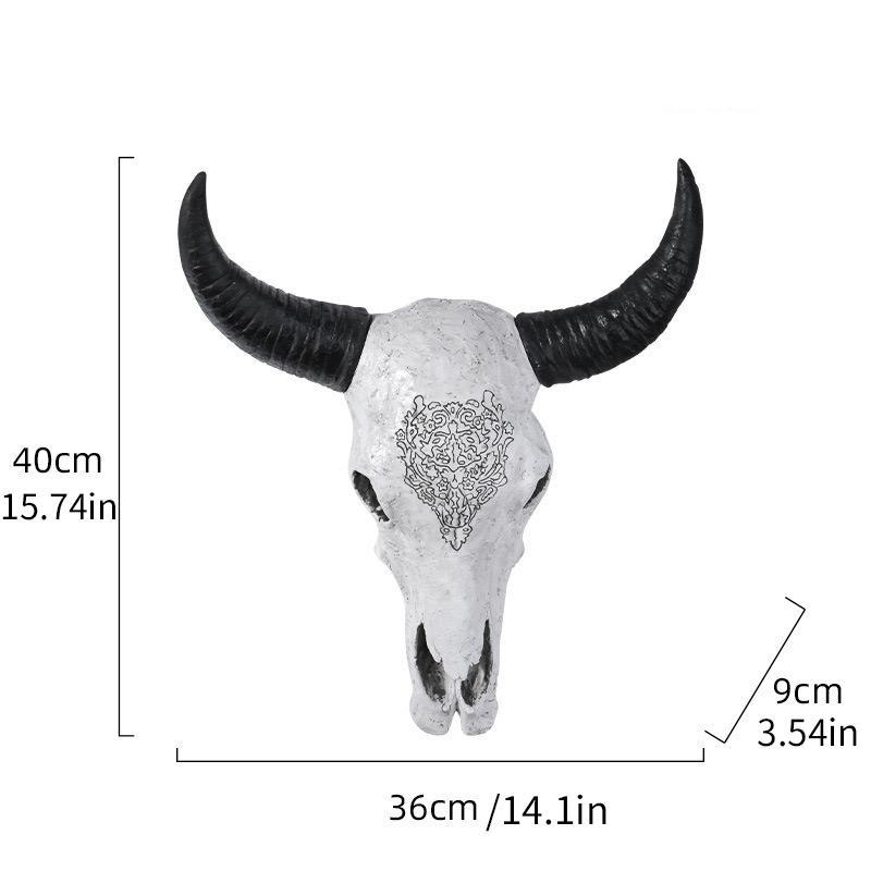 Wall Hanging Bull Horn Design Skull, 1 Count Creative Resin Wall Art, Wall Decor for Home Living Room Bedroom Office