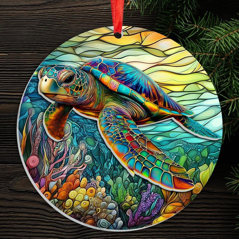 Sea Turtle Suncatcher, Beach Decor - Turtle, Beach House Decor, Beach Themed Gifts for Men Women, Boho Beach, Sea Theme Decor, Turtle Decorations - Window Suncatcher Hanging Decorations