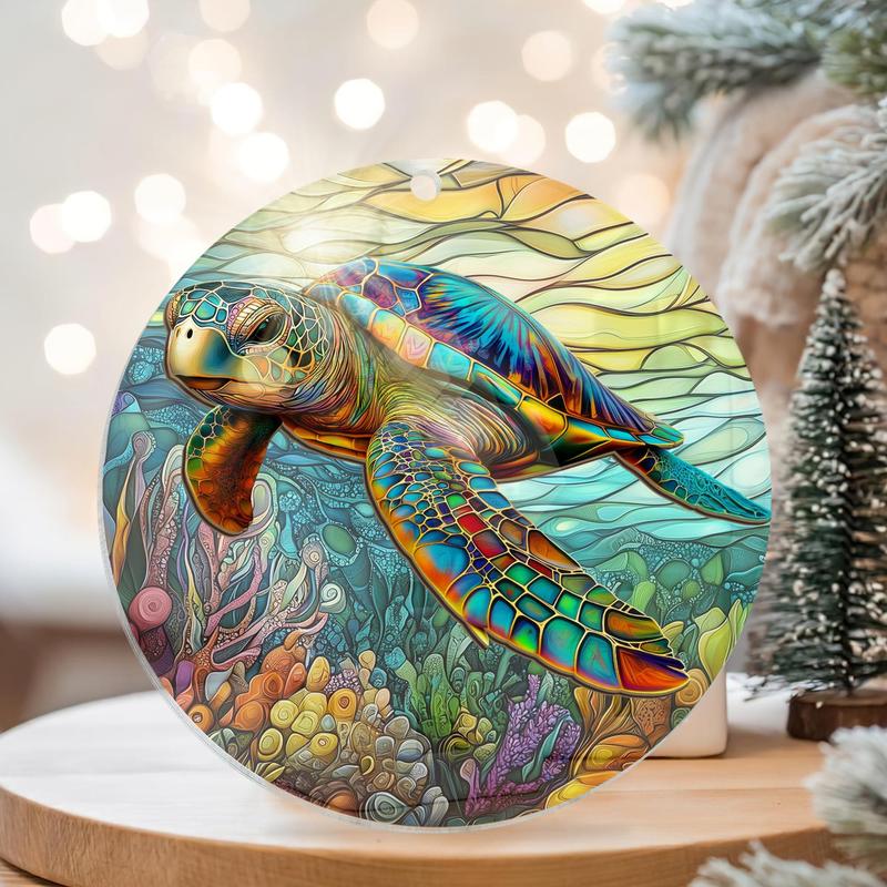 Sea Turtle Suncatcher, Beach Decor - Turtle, Beach House Decor, Beach Themed Gifts for Men Women, Boho Beach, Sea Theme Decor, Turtle Decorations - Window Suncatcher Hanging Decorations