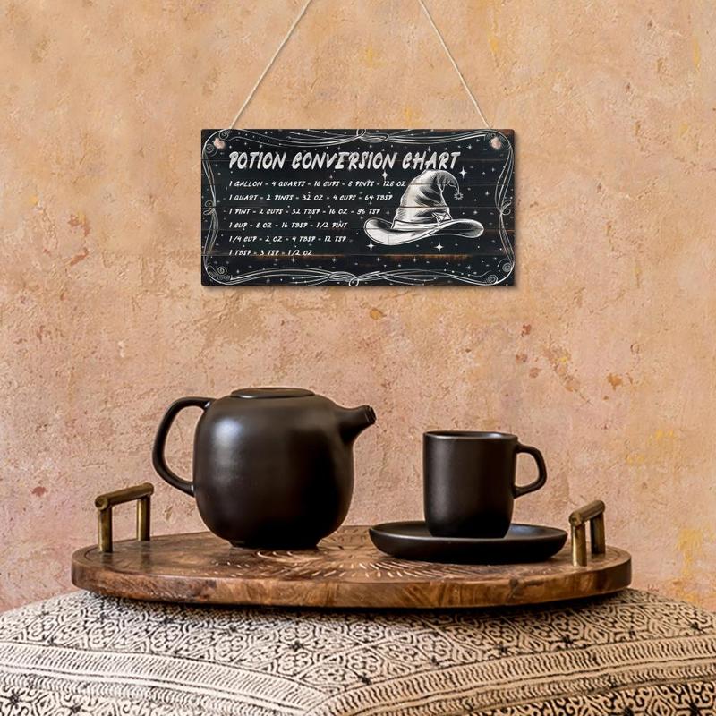 Wooden Hanging Sign, 1 Count Letter & Witch Hat Pattern Wooden Hanging Plaque, Decoration for Home Farmhouse Cafe Coffee Shop Living Room