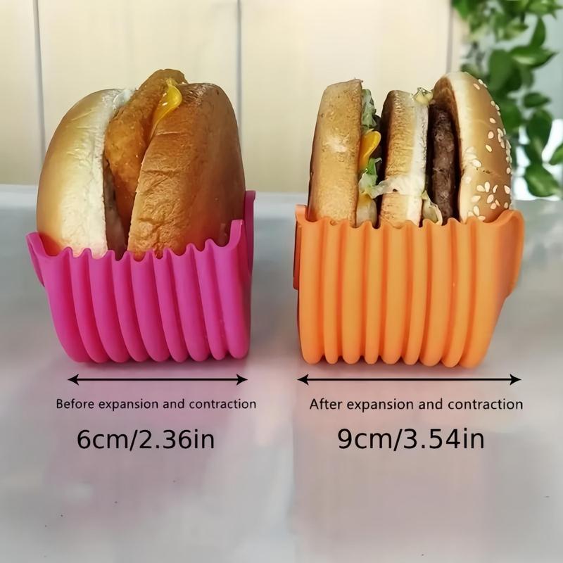 Reusable Burger Holder, 4 Counts Silicone Burger Storage Box, Burger Tool Holder, Kitchen Storage Box for Home Dining Room Picnic