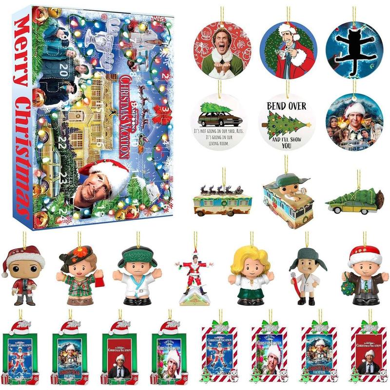 Christmas Holiday Advent Calendar, 24pcs set Christmas Holiday Hanging Ornaments, 24 Days Christmas Countdown Gift Days, House Decor