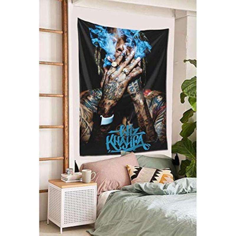 Wiz Khalifa Tapestry Wall Hanging Bedding Tapestry 3D Printed Art Tapestrys Home Decor Size: 60