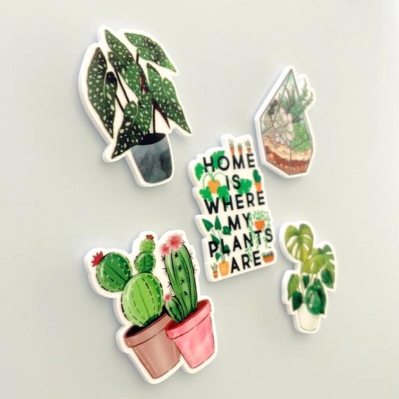 Plant Mom Fridge Magnets | Indoor Gardening Gifts | Philodendron | Monstera | Terrarium | Home Is Where My Plants Are | Plant Lady | Cactus Decor Set