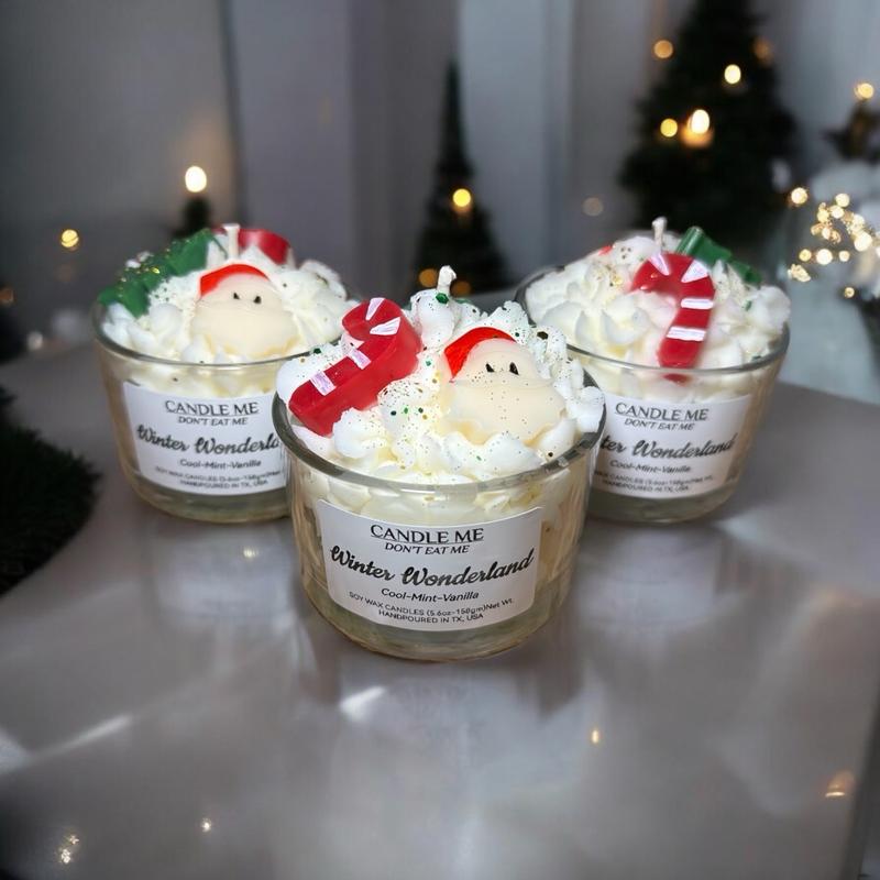 CANDLE ME. Winter Wonderland Candle (5oz), Natural soy wax, North Pole mint scents, Christmas dessert candle gift ideas. scent